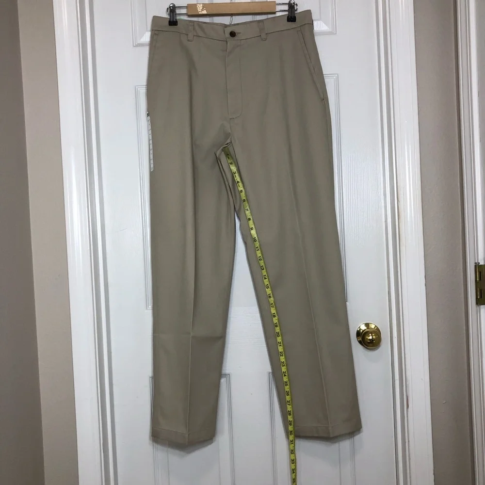 Haggar Cotton Blend Khaki No Iron Flat Front Permanent Crease‎ Pants 34 X 31